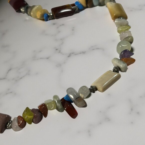 Mookaite & Gemstone Chip Necklace – 26" Boho Earthtone Strand - Picture 10 of 11